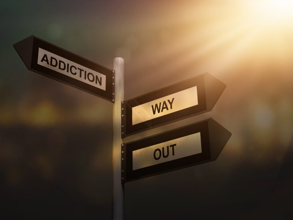 addiction way out sign