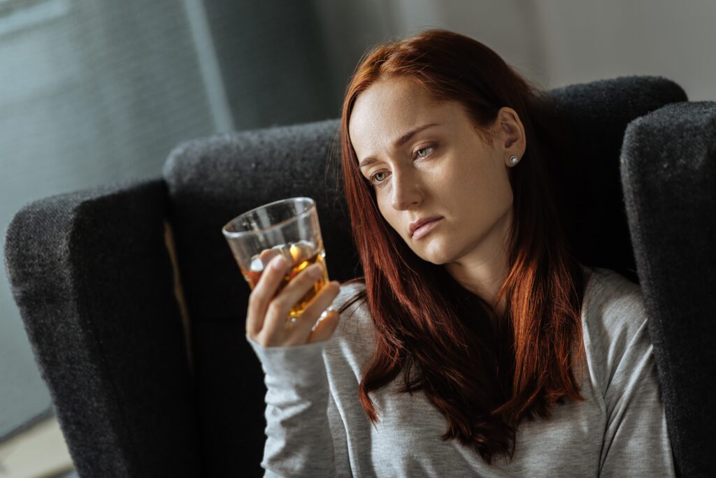 woman addicted to alcohol