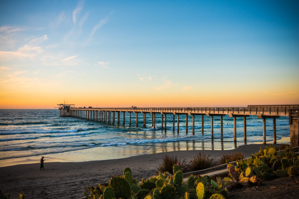 san diego pier at sunset