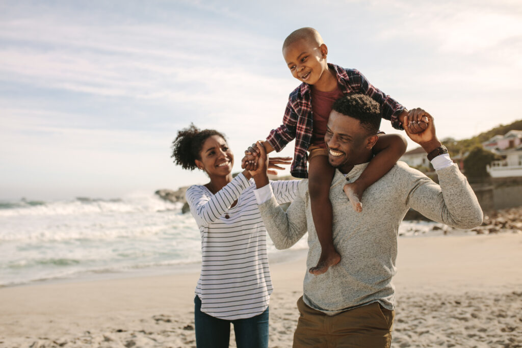 happy family at the beach