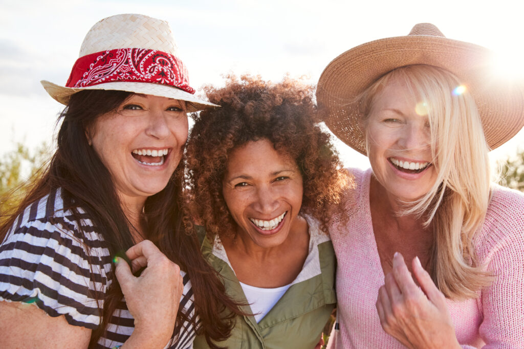 three happy women