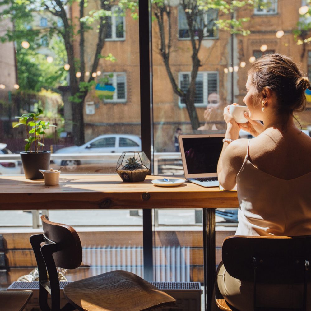 woman in a coffee house