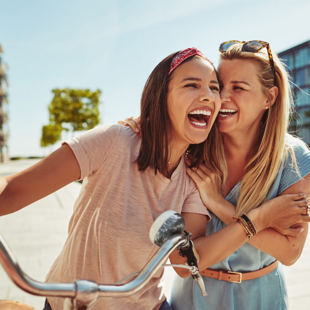 two women on a bike