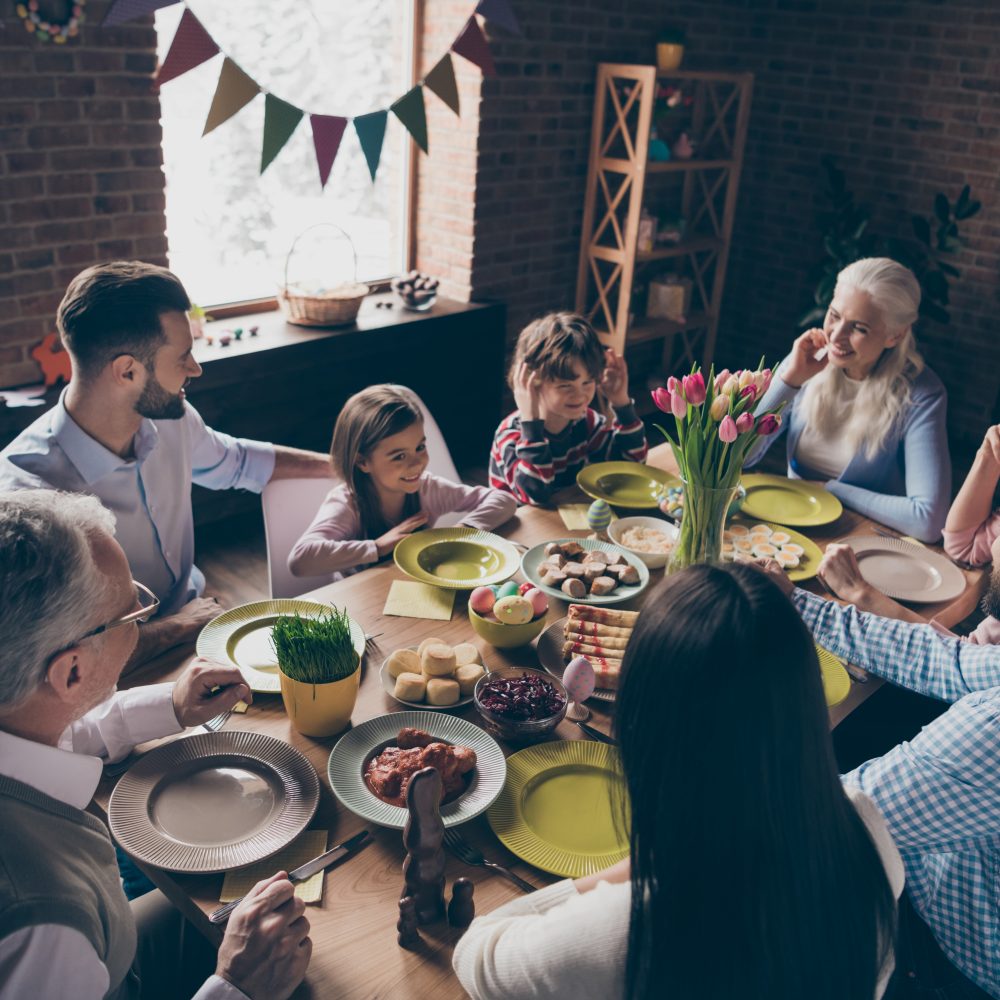 happy family eating together