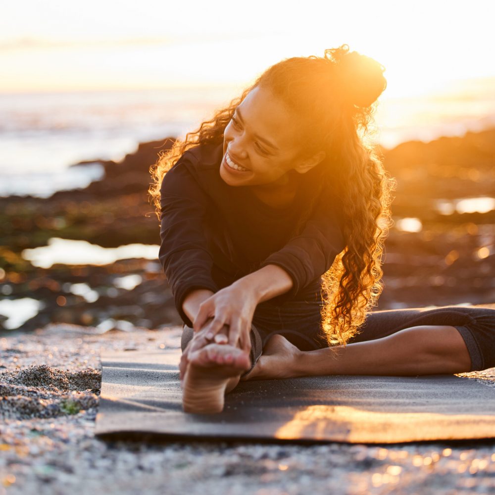 woman doing yoga outside